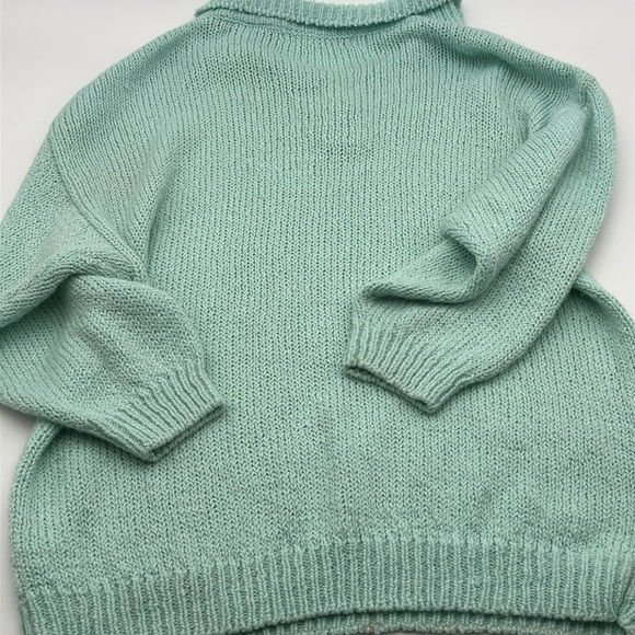 Adam French Mint Green Knit Polo Collar Sweater Top Women's Size Large Acrylic - Picture 8 of 12